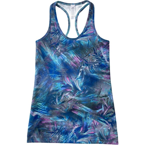 Ivivva by Lululemon Blue Print Razor Back Active Yoga Junior  Tank Top size 12 - Picture 1 of 8